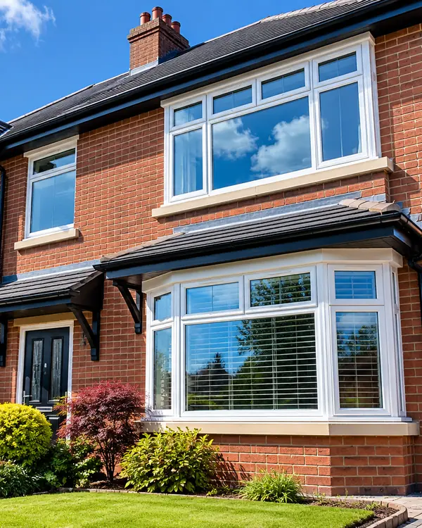 Red-brick semi-detached house in Blackburn with clean white uPVC windows